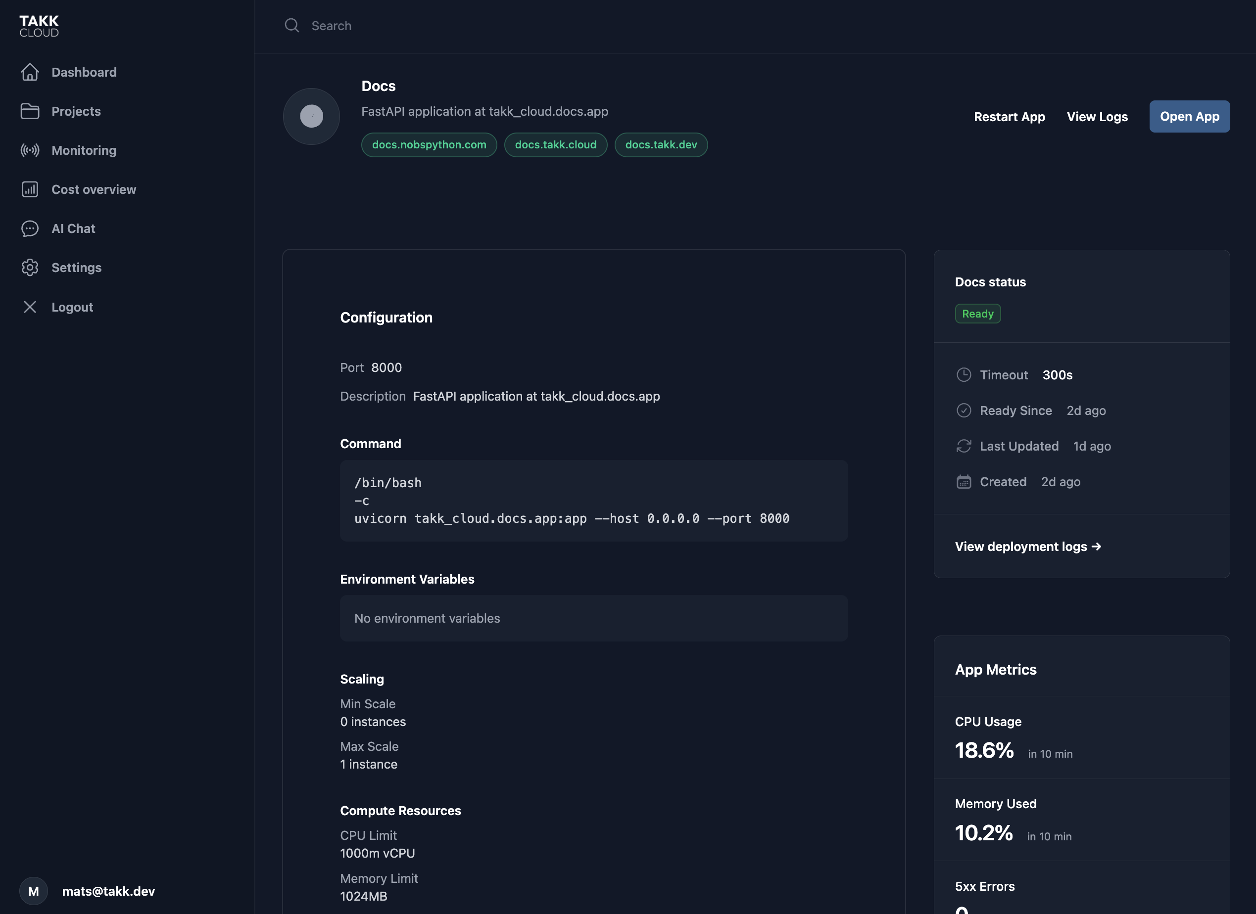 Takk platform screenshot